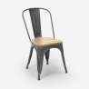 chaise cuisine industrielle design style steel wood top light 