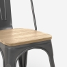 chaise cuisine industrielle design style steel wood top light 