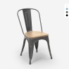 chaise cuisine industrielle design style steel wood top light 