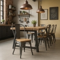chaise cuisine industrielle design style steel wood top light 