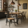 chaise cuisine industrielle design style steel wood top light 