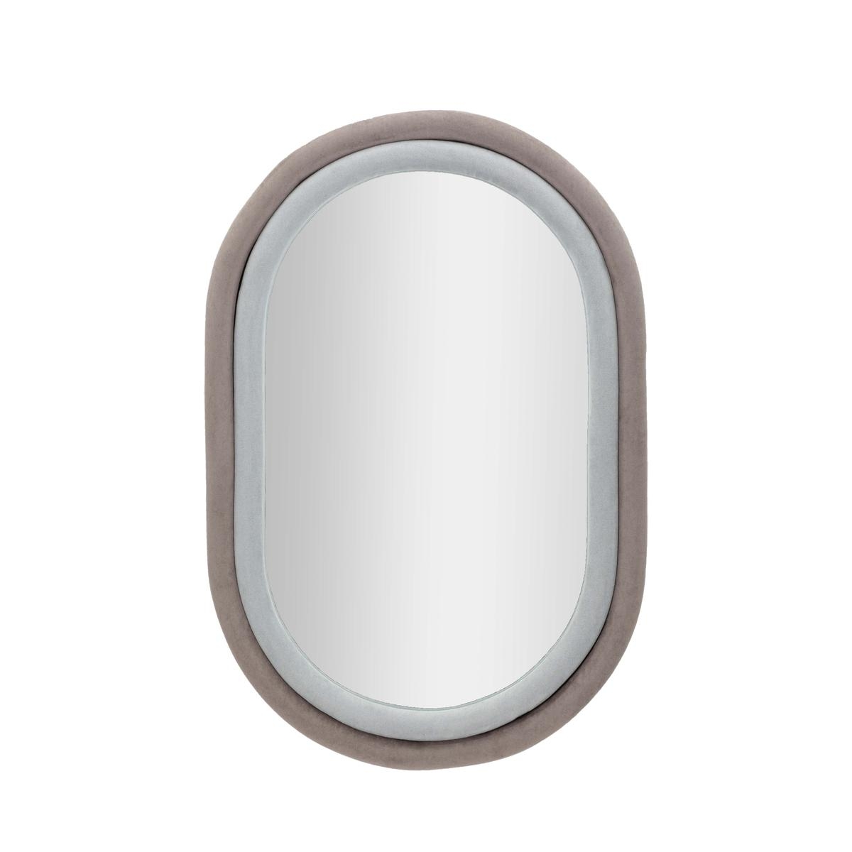 Ovale wandspiegel met grijze fluwelen lijst 90x60x4cm Antony Aanbieding