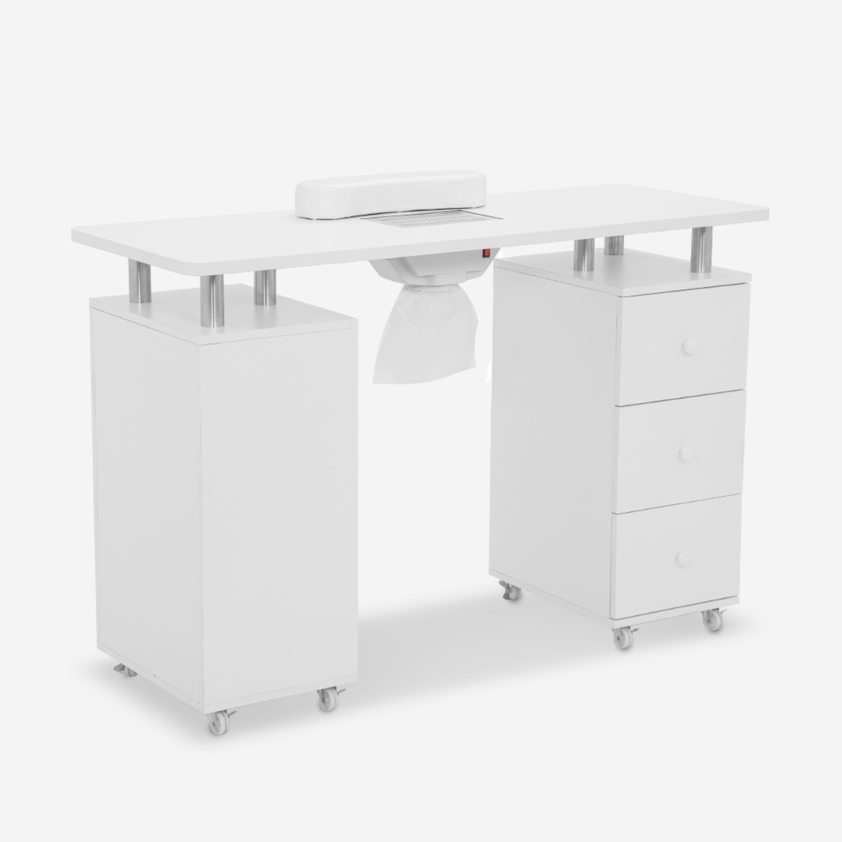 Table manucure esthéticienne aspirateur roues 3 tiroirs blanc Mango Promotion Table manucure esthéticienne aspirateur roues 3 tiroirs blanc Mango Promotion