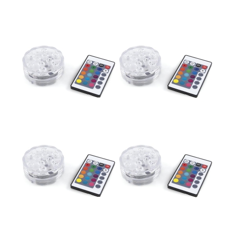 Set de 4 spots LED étanches avec télécommande Ø6,9x2,8 cm Virel Promotion