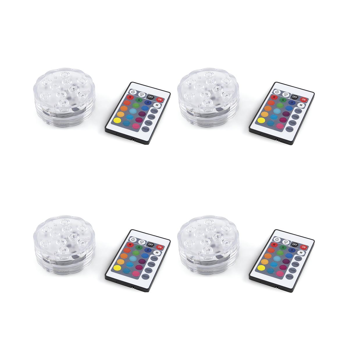 Set van 4 LED-spots waterproof met afstandsbediening Ø6,9x2,8 cm Virel Aanbieding Set van 4 LED-spots waterproof met afstandsbediening Ø6,9x2,8 cm Virel Aanbieding