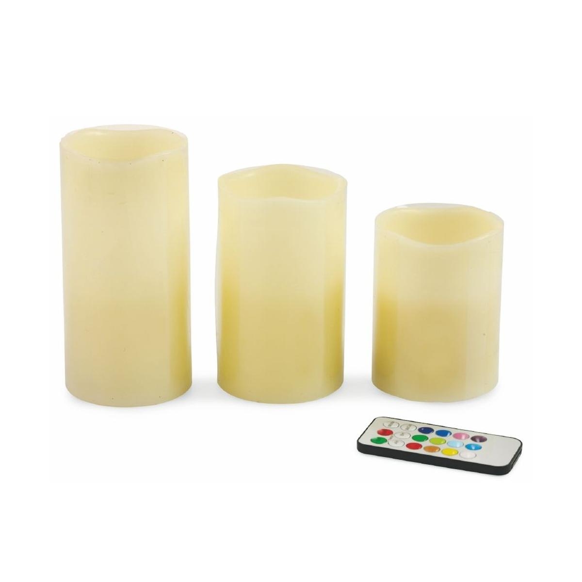 Ensemble de 3 bougies LED, 12 variations de couleur, télécommande Tivon Promotion Ensemble de 3 bougies LED, 12 variations de couleur, télécommande Tivon Promotion
