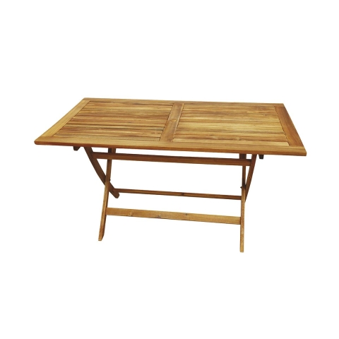 Table rectangulaire pliant en acacia avec trou pour parasol Bali Promotion