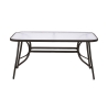 Table d'extérieur rectangulaire en acier carbone avec plateau en verre Oshra Vente