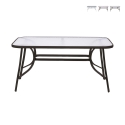 Table d'extérieur rectangulaire en acier carbone avec plateau en verre Oshra Promotion
