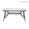 Table d'extérieur rectangulaire en acier carbone avec plateau en verre Oshra Promotion