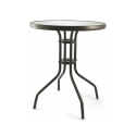 Table ronde d'extérieur 60 cm en acier carbone et verre Lorea Réductions