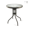 Table ronde d'extérieur 60 cm en acier carbone et verre Lorea Promotion