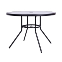 Ronde tuintafel 100 cm koolstofstaal en wit glas Lorea Voorraad
