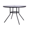 Ronde tuintafel 100 cm koolstofstaal en wit glas Lorea Voorraad