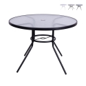 Ronde tuintafel 100 cm koolstofstaal en wit glas Lorea Aanbieding