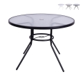 Ronde tuintafel 100 cm koolstofstaal en wit glas Lorea Aanbieding