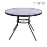 Ronde tuintafel 100 cm koolstofstaal en wit glas Lorea Aanbieding