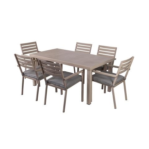 Table de jardin + 6 chaises en aluminium avec coussins Ibiza Promotion