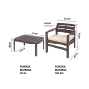 Tuinset voor buiten - 2-zitsbank, 2 fauteuils en salontafel met houtlook Fij 
