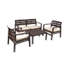 Tuinset voor buiten - 2-zitsbank, 2 fauteuils en salontafel met houtlook Fij Voorraad