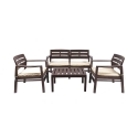 Tuinset voor buiten - 2-zitsbank, 2 fauteuils en salontafel met houtlook Fij 