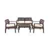 Tuinset voor buiten - 2-zitsbank, 2 fauteuils en salontafel met houtlook Fij 