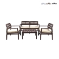 Tuinset voor buiten - 2-zitsbank, 2 fauteuils en salontafel met houtlook Fij Aanbieding