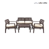 Tuinset voor buiten - 2-zitsbank, 2 fauteuils en salontafel met houtlook Fij Aanbieding