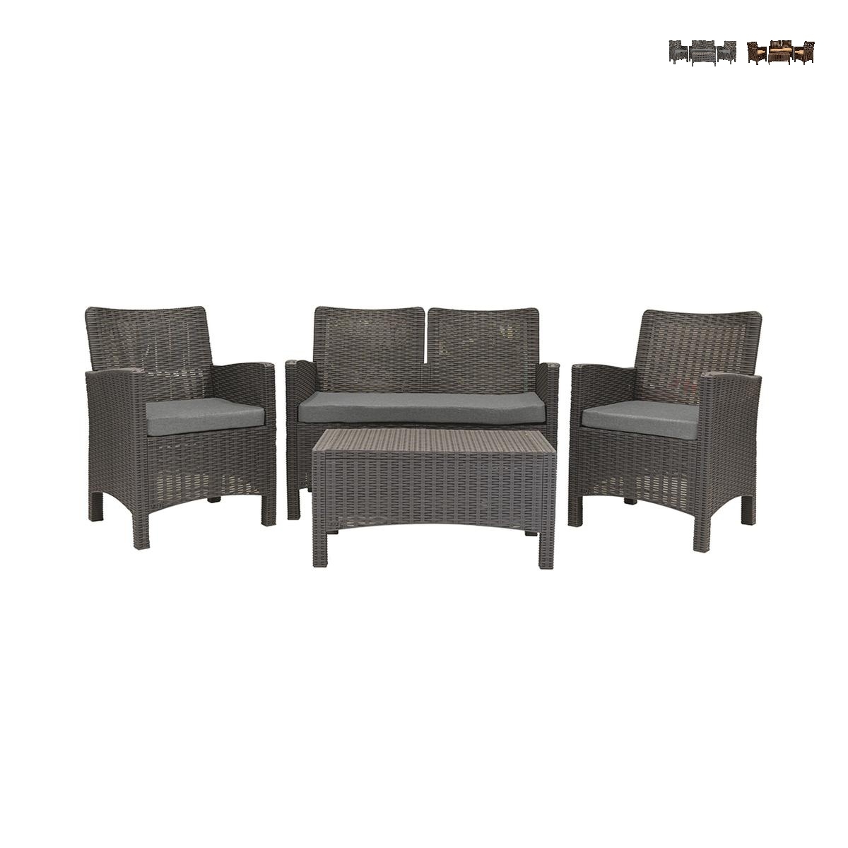 Salon de jardin canapé 2 places fauteuils table basse effet rattan Malaga Promotion Salon de jardin canapé 2 places fauteuils table basse effet rattan Malaga Promotion