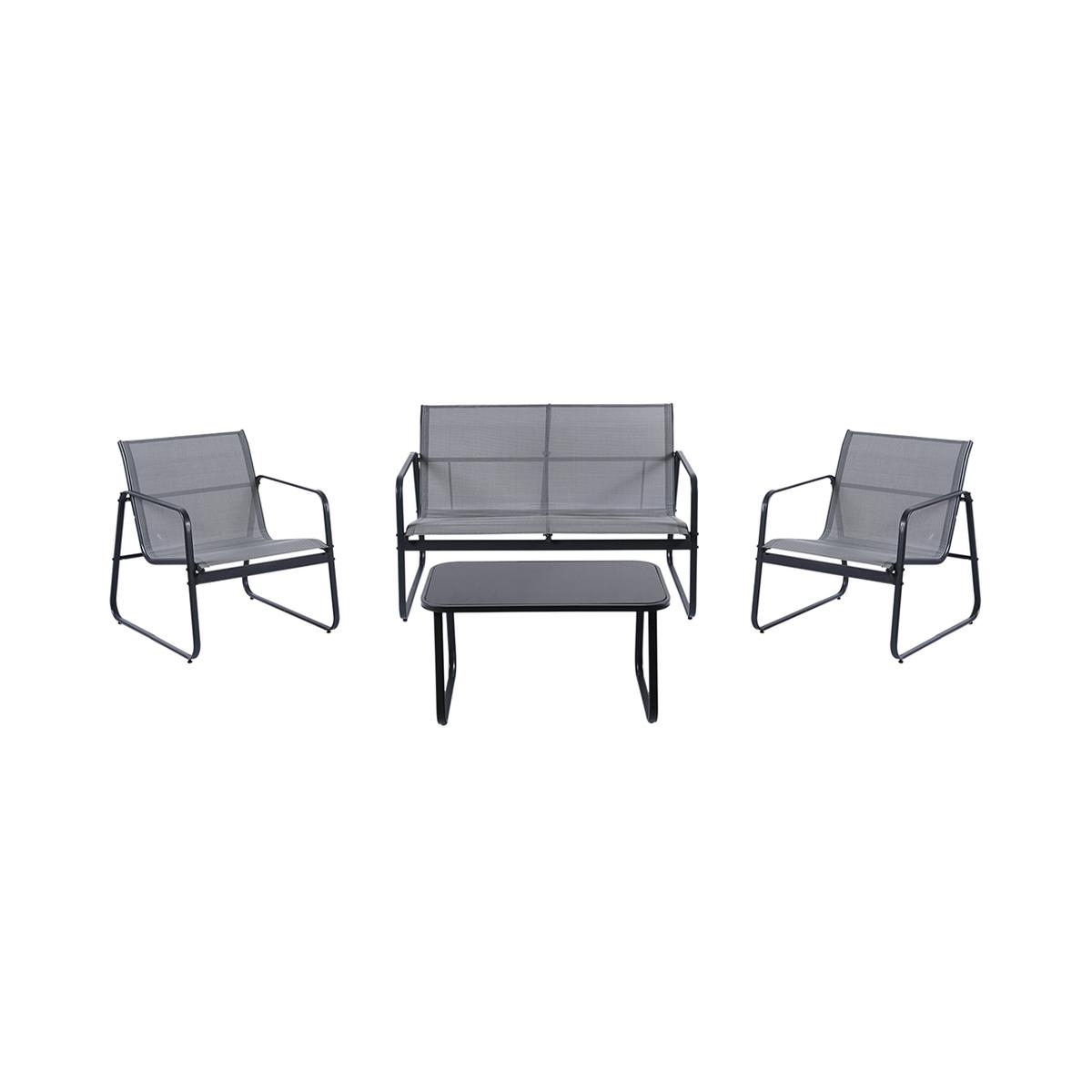 Salon de jardin 4 places avec table basse plateau en verre Saint Tropez Promotion