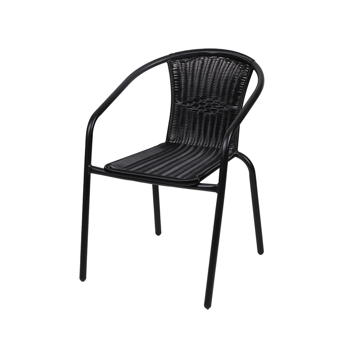 Chaise de jardin extérieure avec accoudoirs tressée noire Bravik Promotion Chaise de jardin extérieure avec accoudoirs tressée noire Bravik Promotion