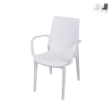 Tuinstoel van polypropyleen met rattan-look en armleuningen Paros Aanbieding