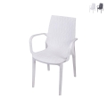 Tuinstoel van polypropyleen met rattan-look en armleuningen Paros Aanbieding