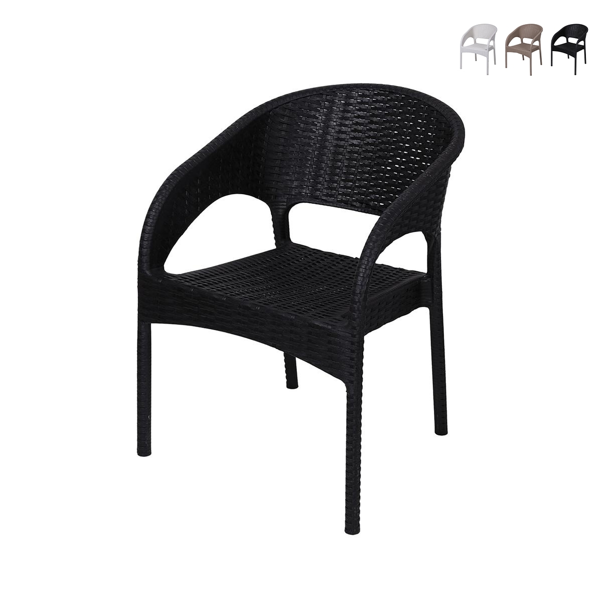 Tuinstoel met armleuningen van polypropyleen in rattan-look Zanzibar Aanbieding Tuinstoel met armleuningen van polypropyleen in rattan-look Zanzibar Aanbieding