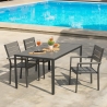 Amalfi tuinstoel in aluminium met armleuningen en houtlook latten Verkoop