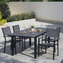 Amalfi tuinstoel in aluminium met armleuningen en houtlook latten Catalogus