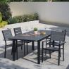 Amalfi tuinstoel in aluminium met armleuningen en houtlook latten Catalogus