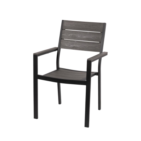 Amalfi tuinstoel in aluminium met armleuningen en houtlook latten Aanbieding