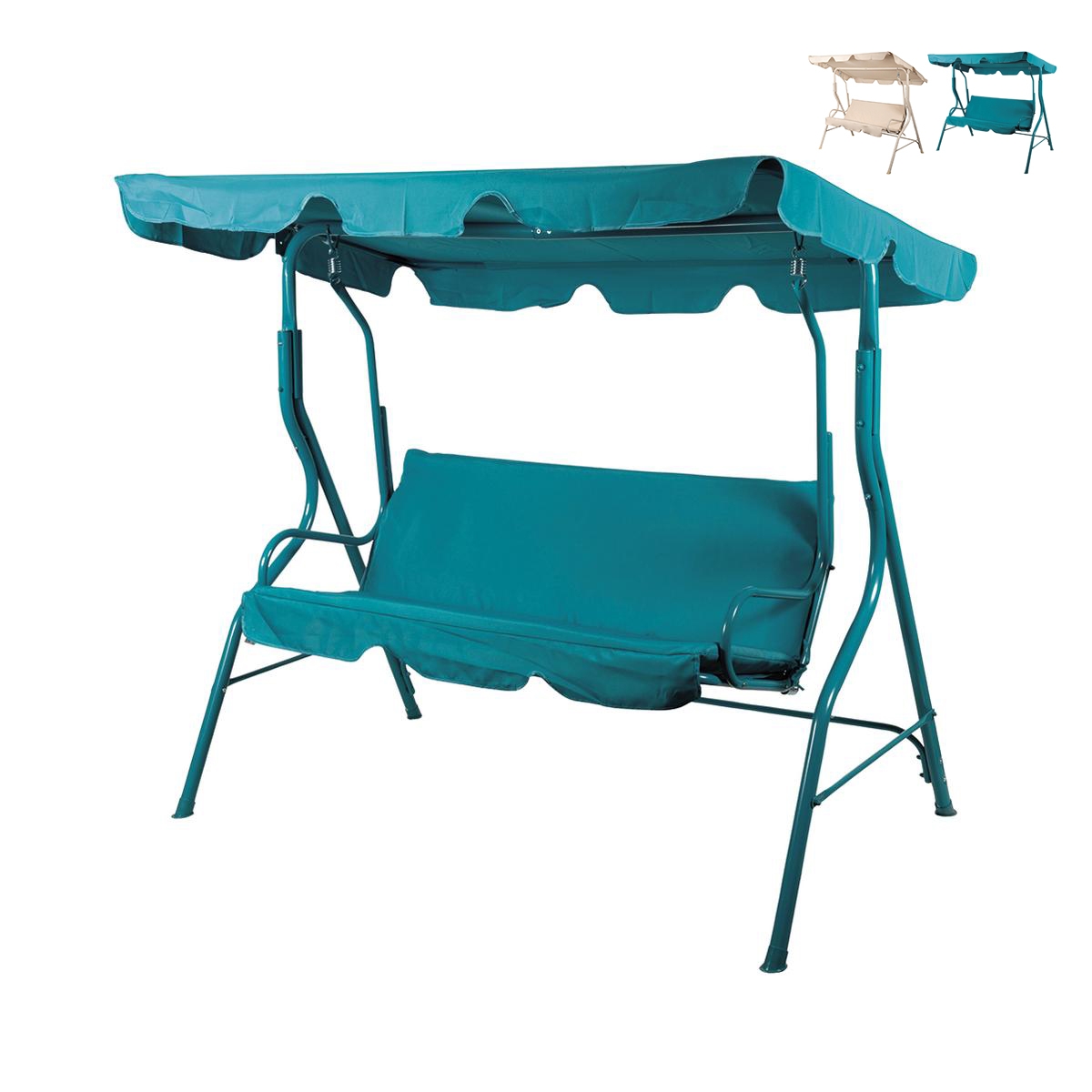 Balancelle de jardin 3 places en acier avec toit pare-soleil Sulara Promotion Balancelle de jardin 3 places en acier avec toit pare-soleil Sulara Promotion