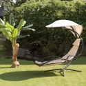 Chaise longue hamac à bascule en acier avec coussin et pare-soleil Malibù Vente