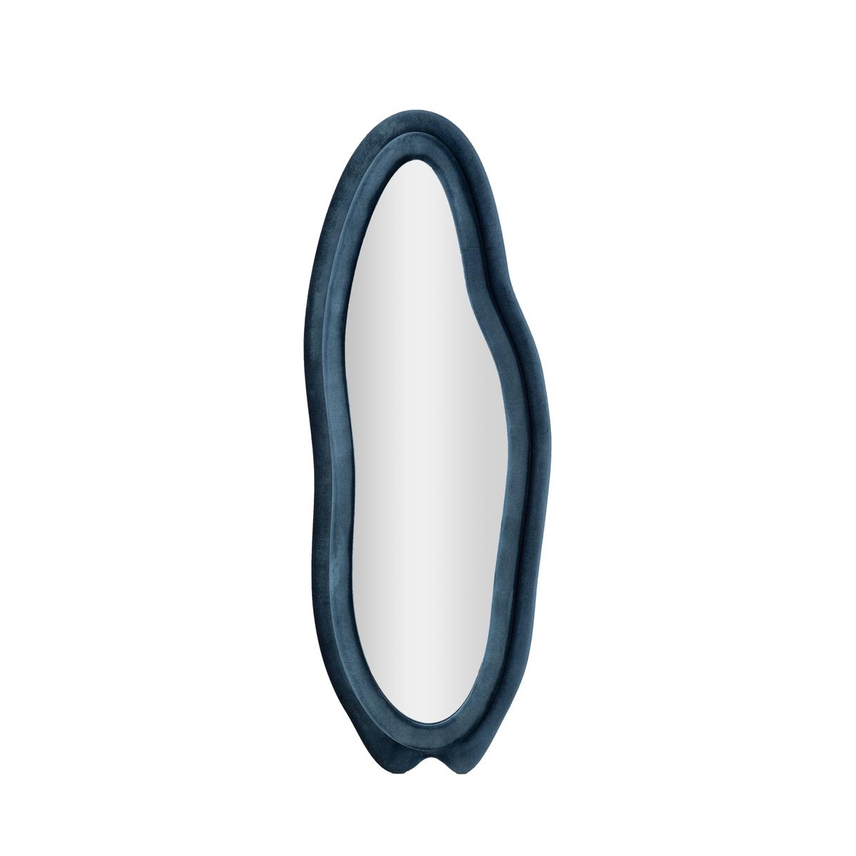 Blauw fluwelen wandspiegel met contouren 160x40x4cm Chanel Aanbieding