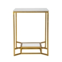 Gouden metalen salontafel met marmeren blad 47x47x60 Double Marble Aanbod