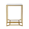 Gouden metalen salontafel met marmeren blad 47x47x60 Double Marble Aanbod