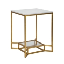 Table basse en métal doré avec plateau en marbre 47x47x60 Double Marble Promotion