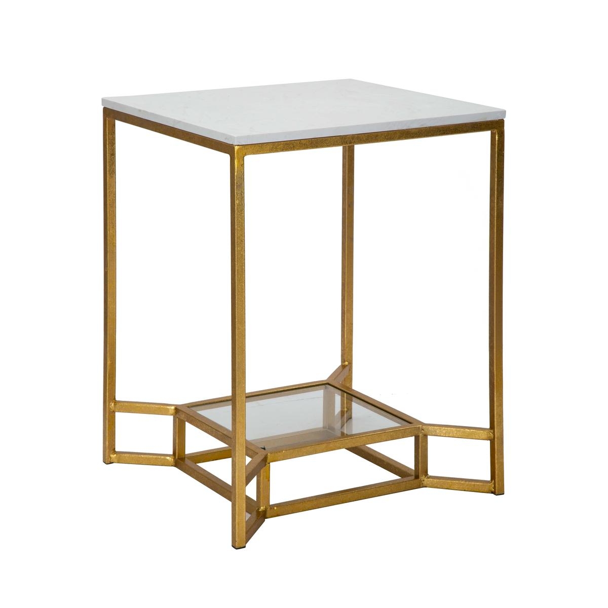 Table basse en métal doré avec plateau en marbre 47x47x60 Double Marble Promotion Table basse en métal doré avec plateau en marbre 47x47x60 Double Marble Promotion