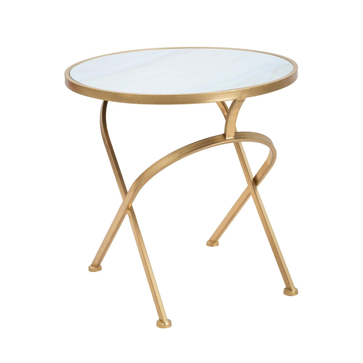 Table basse ronde en métal doré avec plateau en marbre 50x50,5 Mat Promotion Table basse ronde en métal doré avec plateau en marbre 50x50,5 Mat Promotion