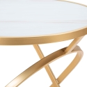 Table basse ronde en métal doré avec plateau en marbre 50x50,5 Mat Catalogue