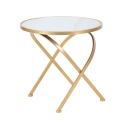Table basse ronde en métal doré avec plateau en marbre 50x50,5 Mat Offre