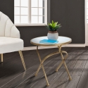 Table basse ronde en métal doré avec plateau en marbre 50x50,5 Mat Vente