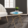Table basse ronde en métal doré avec plateau en marbre 50x50,5 Mat Vente